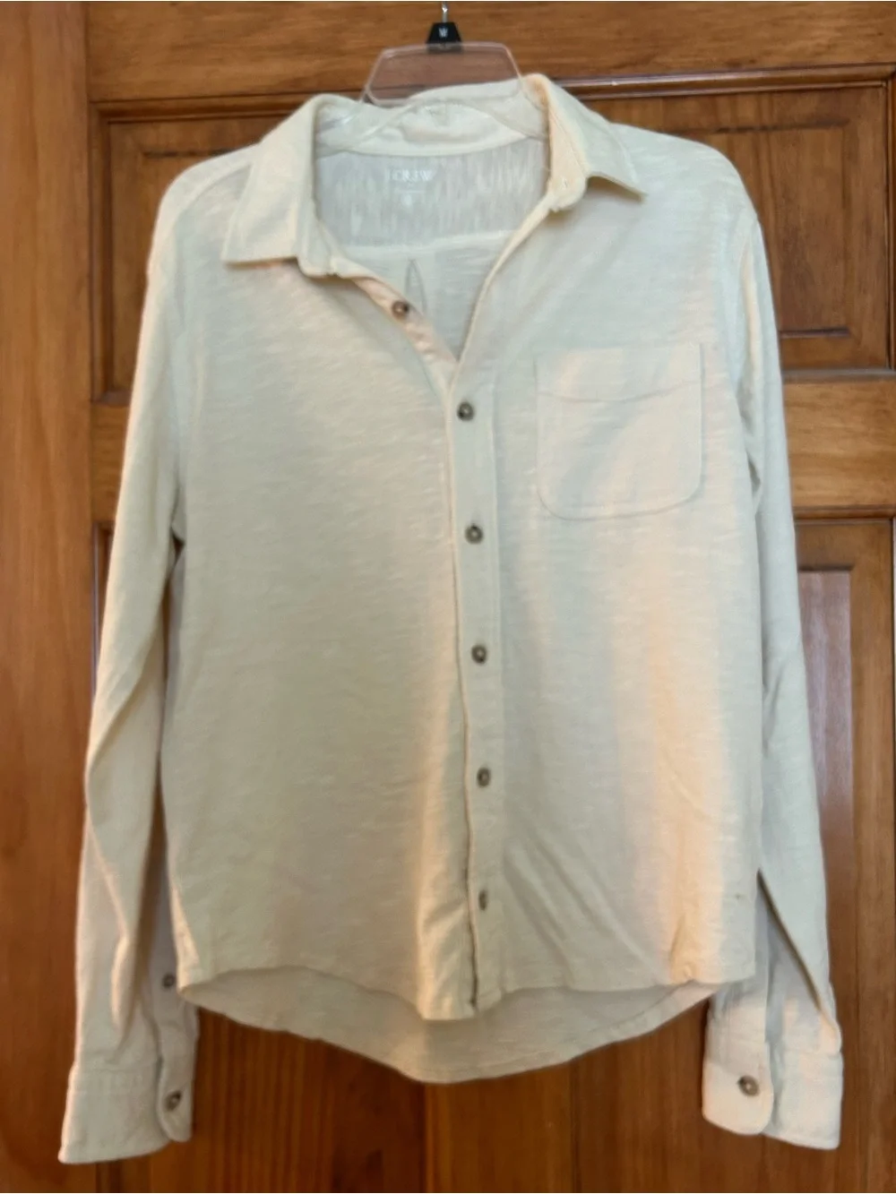 J. Crew Cream Long-Sleeve Casual Button-Down Shirt